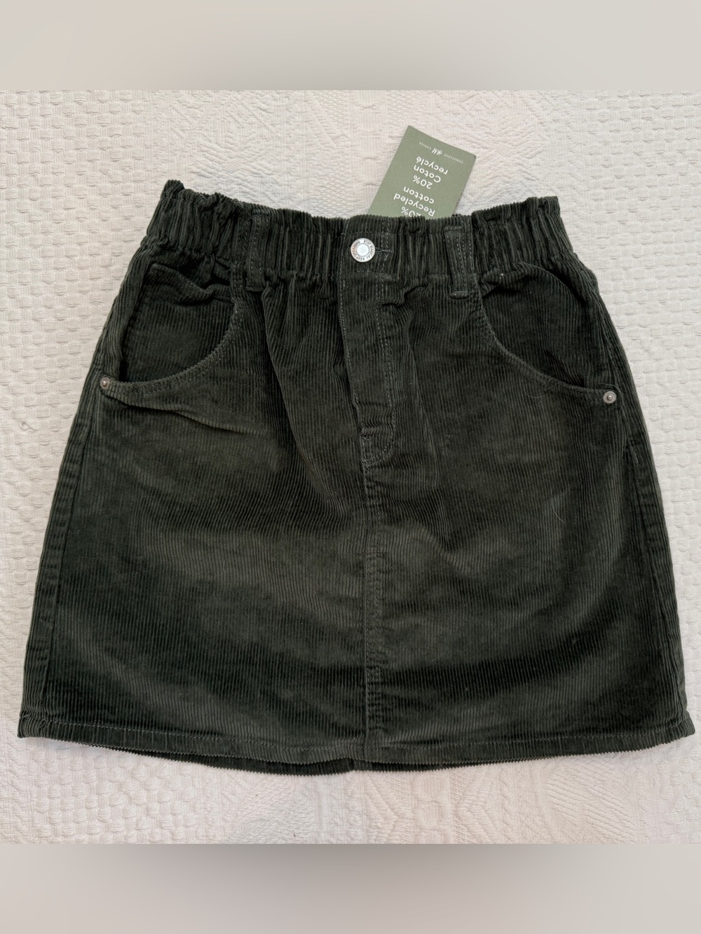 New With Tags Corduroy Olive Green Mini Skirt Girls Size 10